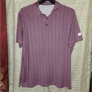 YUKAICHEN Men's Pink Patterned Polo Shirt